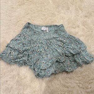 Floral Ruffle Mini Skirt in Blue